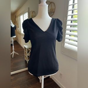 Express black  V Neck Ruched sleeves